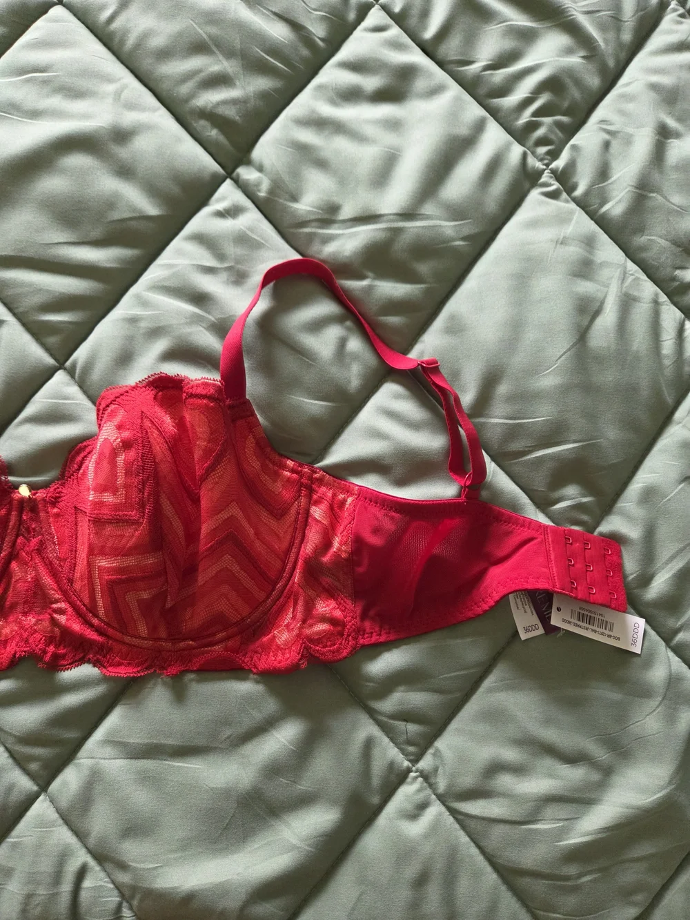 Adore Me Red Lace Underwire Longline Bra